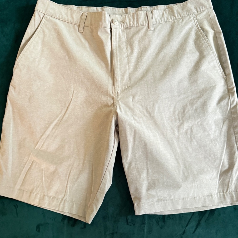 Callaway Mens Golf Shorts 38 Beige Performance‎ Flat Front Textured